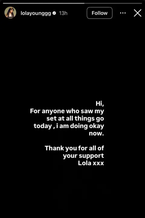 Lola Young Reassures Fans After Stage Collapse: 'I'm Doing OK'